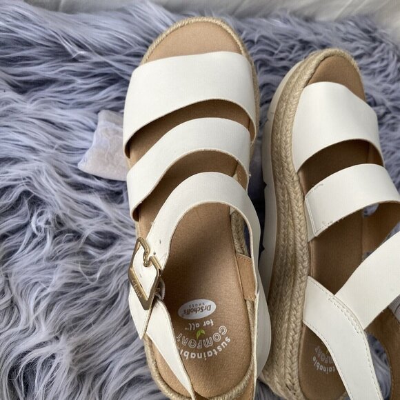 DrScholl's Once Twice Platform Strappy Sandals Women Sz 8M White Faux Leather - Picture 15 of 16